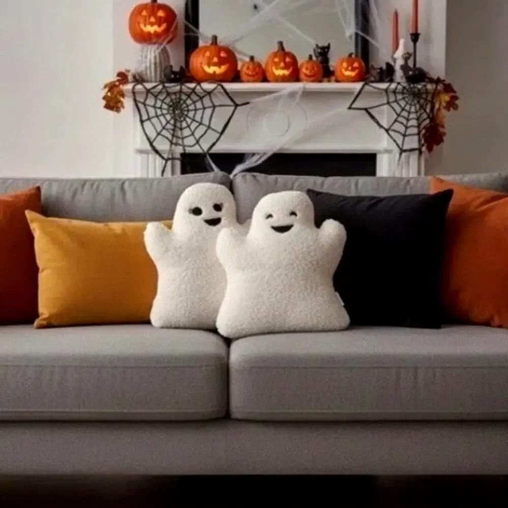 Martha Stewart 16” Plush Ghost Pillows Sherpa Boy Girl Halloween 2 Pack NEW